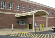 The drive thru portion of the Clarksville Light and Water Company building